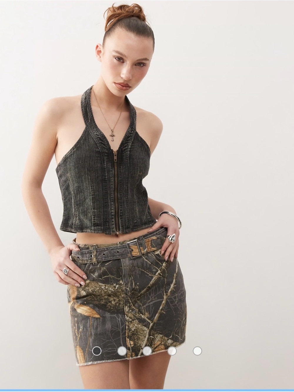 Guess Originals X Realtree Washed Black Camo Denim Mini Skirt size 28